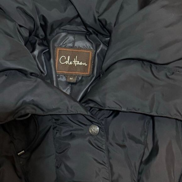 Cole Haan Black Long Puffer Coat Down Feather Womens Sz Medium - Picture 11 of 16